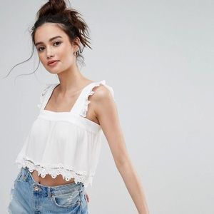 Pull&Bear Crochet FrillSleeve Crop Top